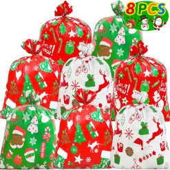 ZMCINER 38 PCS Christmas Drawstring Gift Bags Assorted Sizes Christmas Bags Drawstring for Gifts for Xmas Holiday Presents Party Favor